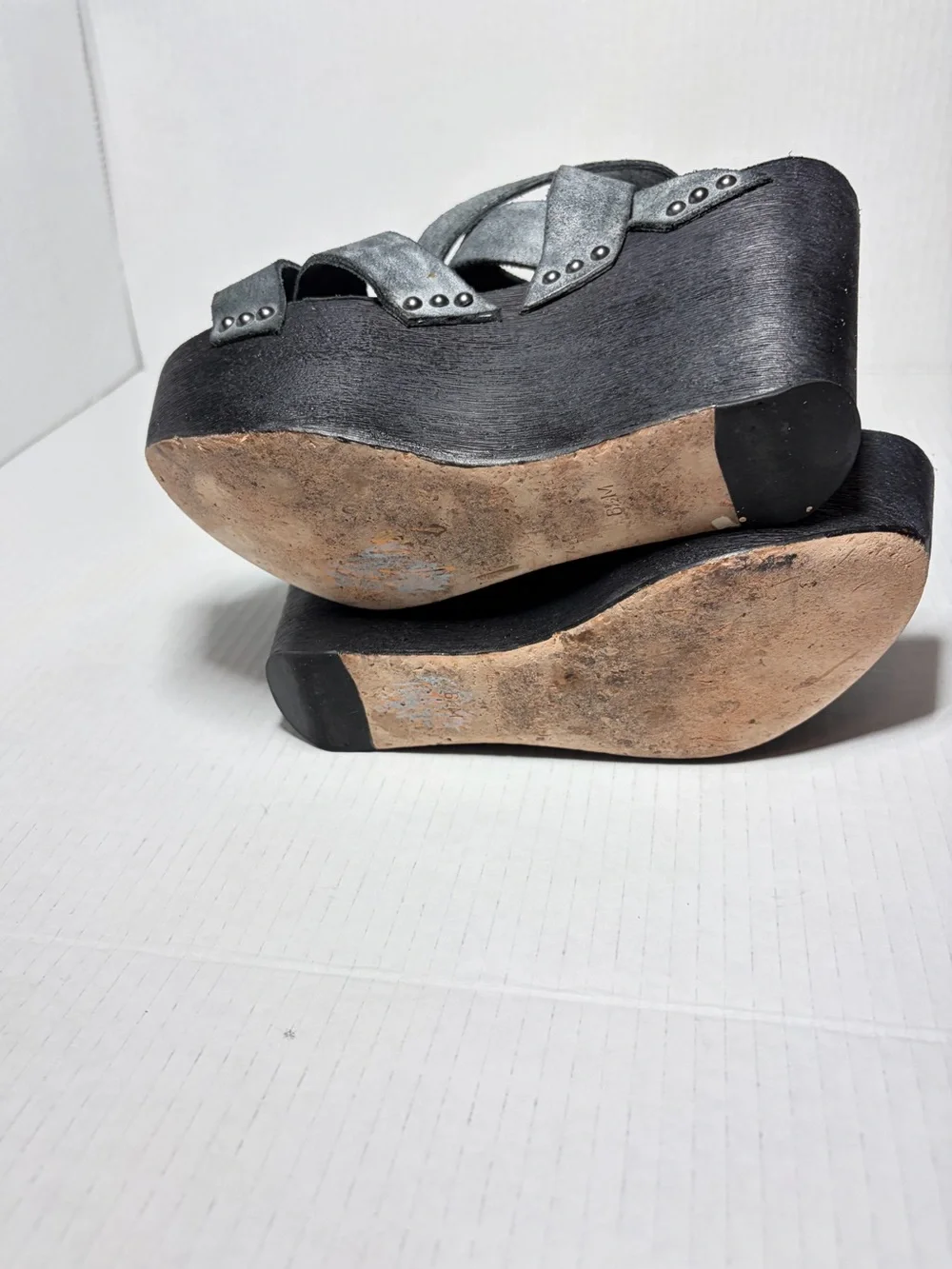 Studded Metallic Leather Platform Sandals